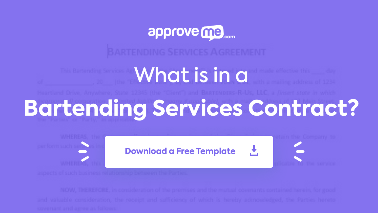 Free Simple Bartending Contract Template PDF ApproveMe com