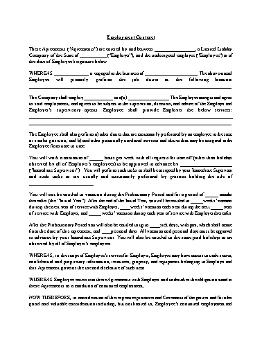 sample employment contract template free approveme com