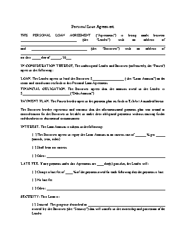 Unsecured Loan Agreement Template DocTemplates
